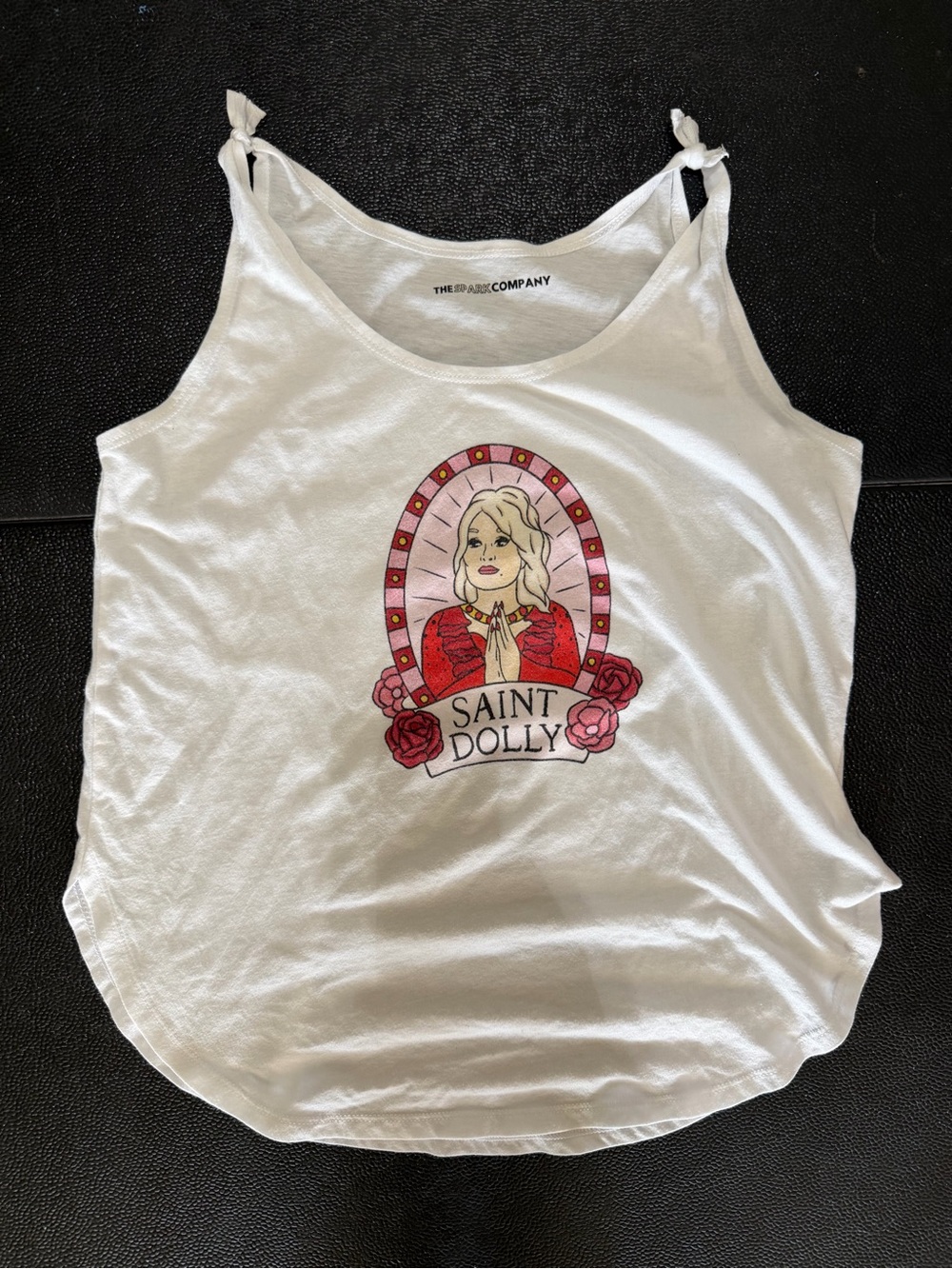 The Brand Company White 'Saint Dolly' Graphic Tie-Shoulder Tank